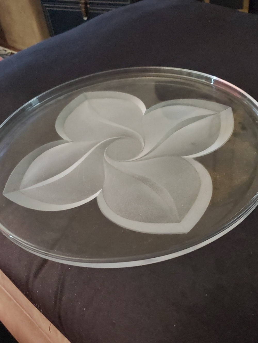 Etched Glass Floral Platter - Clear